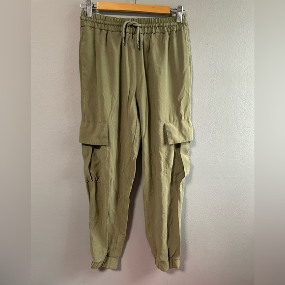 Zara modal pull on cargo joggers in olive green. Size X- Small - Picture 1 of 8